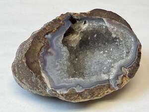 Dugway Geode Slice | Brown Blue Quartz Chalcedony Banding, Collector Specimen